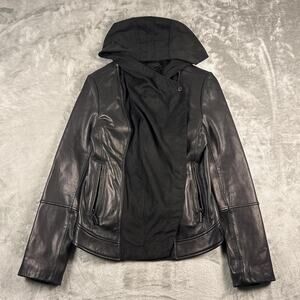 Vince Camuto Leather Jacket Women's Dark biker Black Size Small